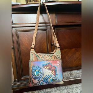 Anuschka - Triple Compartment Satchel - NWT - PEACOCK BUTTERFLY